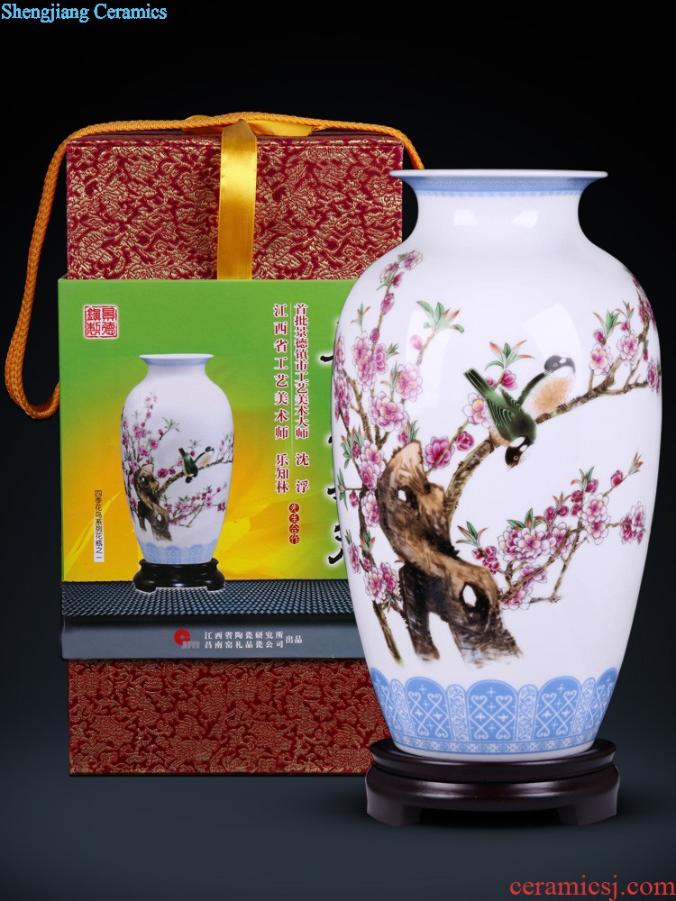 Jingdezhen porcelain vase of dry flower large lrene on figure of new Chinese style household living room decoration