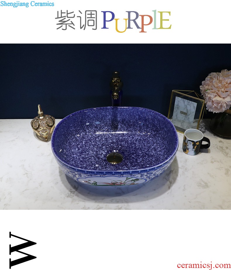 On the ceramic bowl wash gargle lavabo household elliptic art basin bathroom wash a face to face basin sink