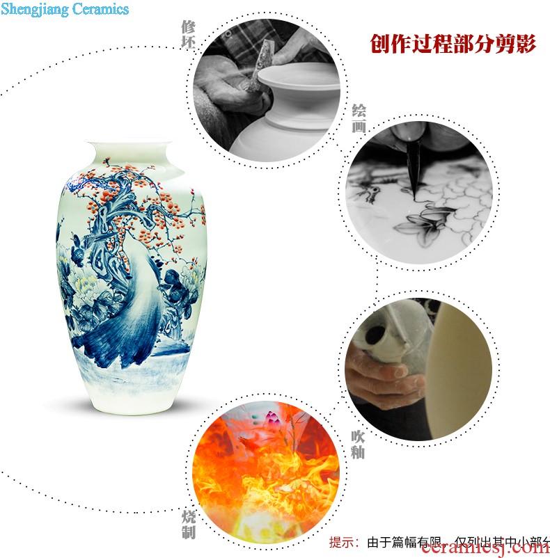 Jingdezhen ceramic powder enamel famous hand-painted vases, harmony is the sitting room of Chinese style household rich ancient frame decorative furnishing articles