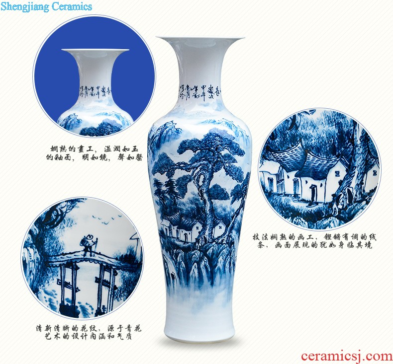 Hand-painted fruits of large vase blue and white porcelain of jingdezhen ceramics living room TV ark adornment furnishing articles