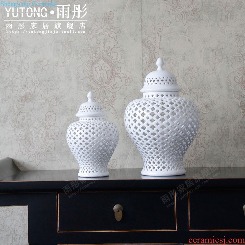 Modern new Chinese style ceramic storage tank furnishing articles creative living room TV cabinet crafts household soft adornment a drum