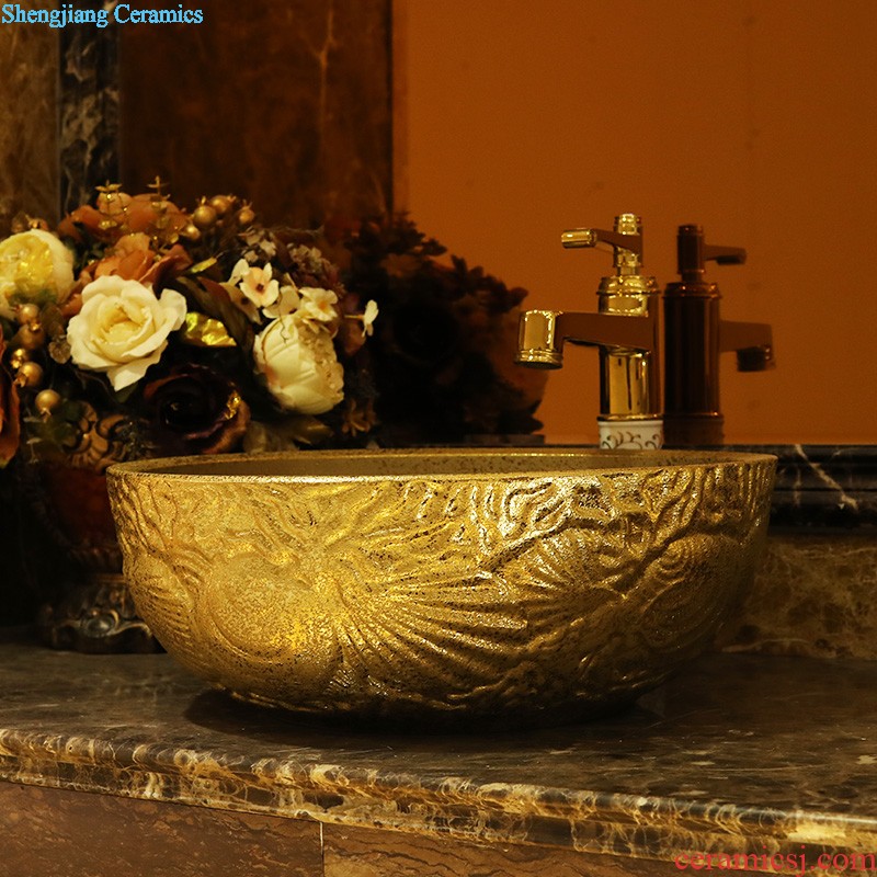 Gold cellnique ceramic face basin bathroom sink basin bathroom sinks rectangle sink on green qing