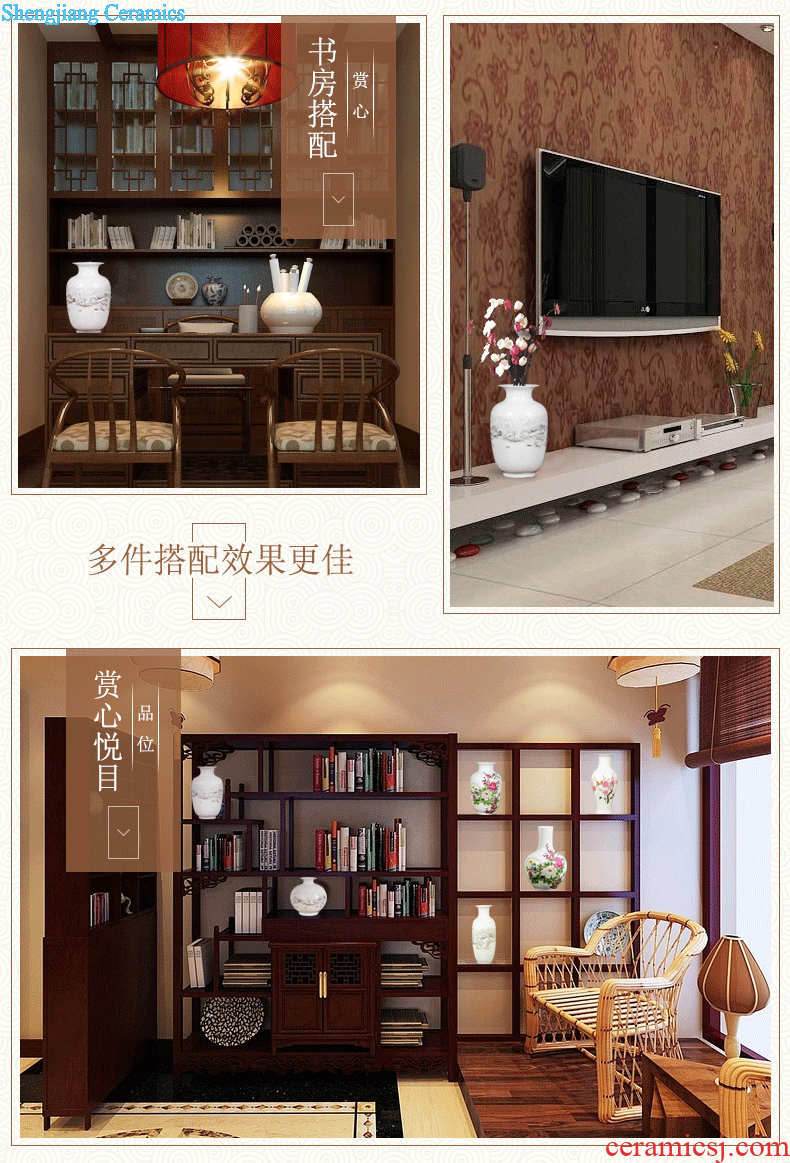 Jingdezhen ceramics three-piece floret bottle of Chinese style household living room TV cabinet decoration crafts are arranging flowers