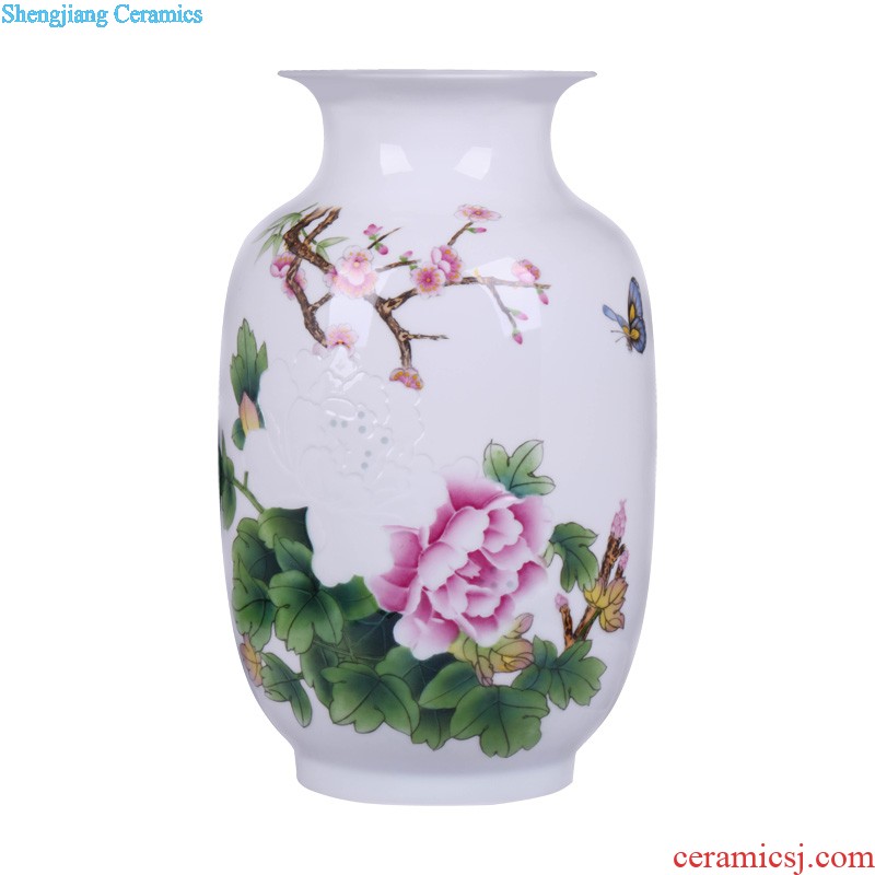 Jingdezhen ceramics furnishing articles Hand painted blue and white porcelain painting of flowers and thin body new Chinese style living room decoration porcelain vase furnishing articles