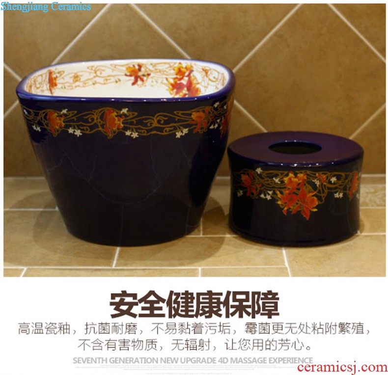 Koh larn, qi ceramic sanitary ware of toilet stage basin sink toilet lavatory basin hand-painted plum blossom