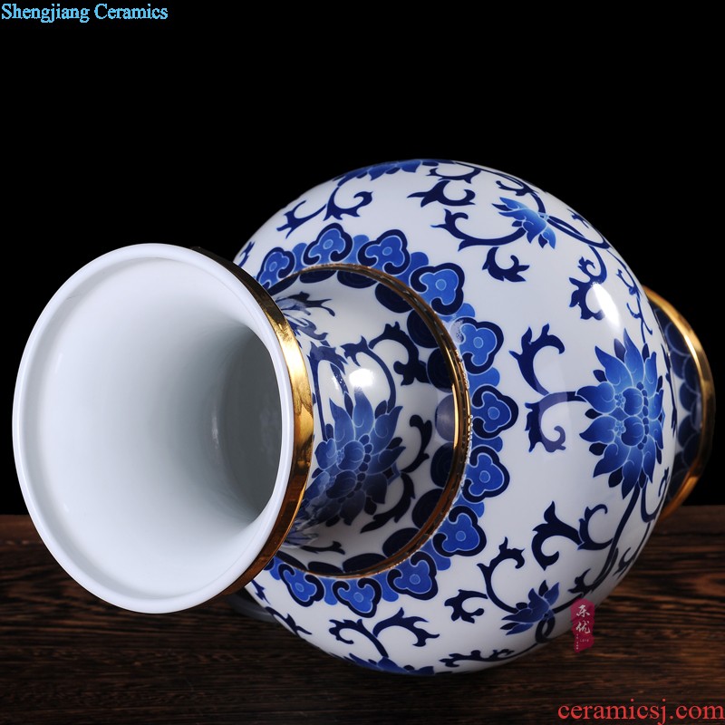 Jingdezhen ceramics vase hand-painted powder enamel New Chinese style living room TV cabinet furnishing articles household decoration