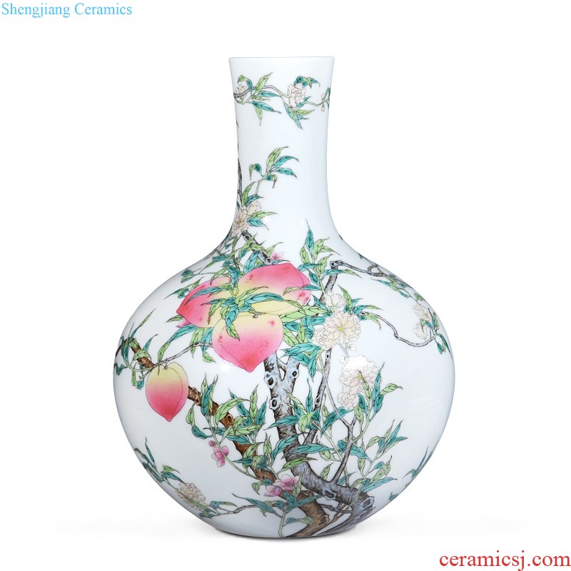 Jingdezhen imperial kiln chinaware imitation qianlong pastel blue to tie up branch flowers lines double yan ear tank aquarium furnishing articles in the living room