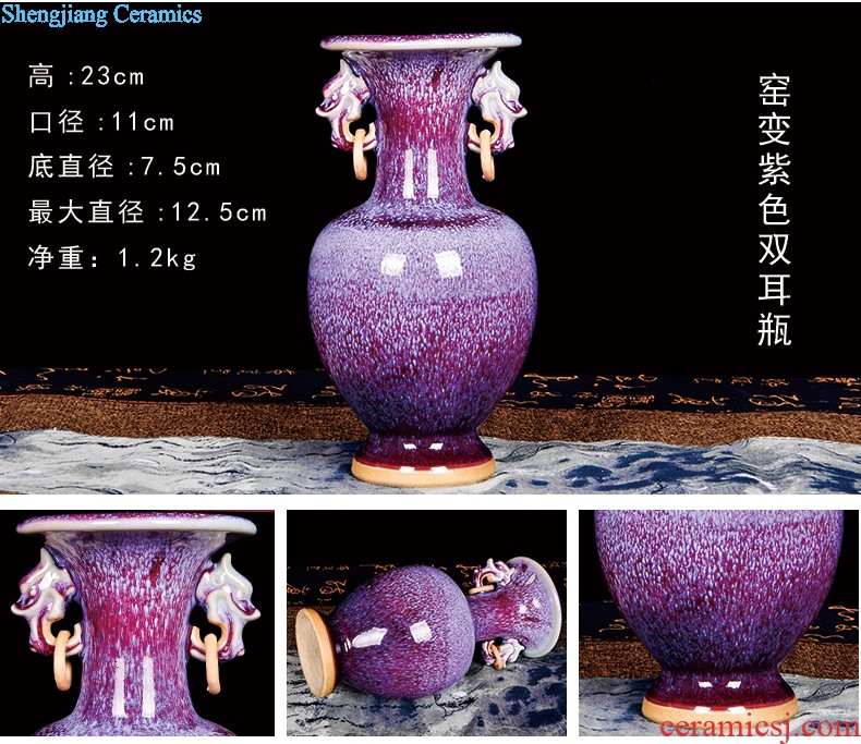 Jingdezhen ceramic Chinese red large vase home sitting room porch place large new home decoration hc - 074