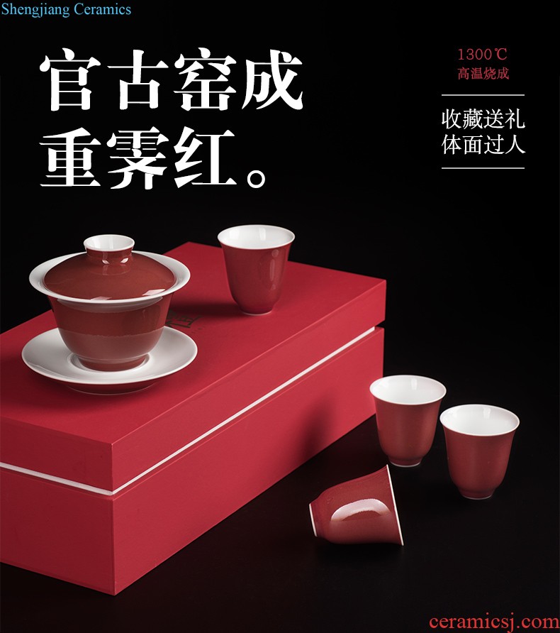 Them only three tureen suit jingdezhen ceramic cups thin body sample tea cup tea bowl glass cup gift box