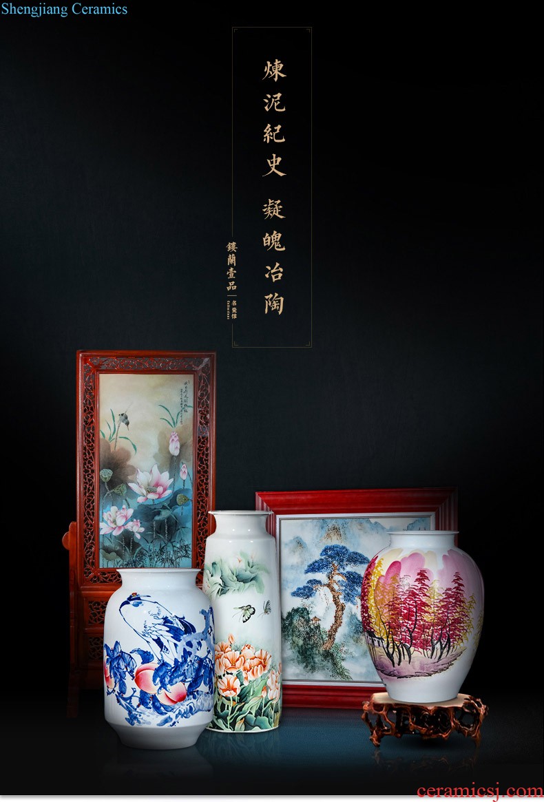 Jingdezhen ceramic hand-painted heavy pastel large sitting room porch is decorated tea storage tank is Chinese style household furnishing articles