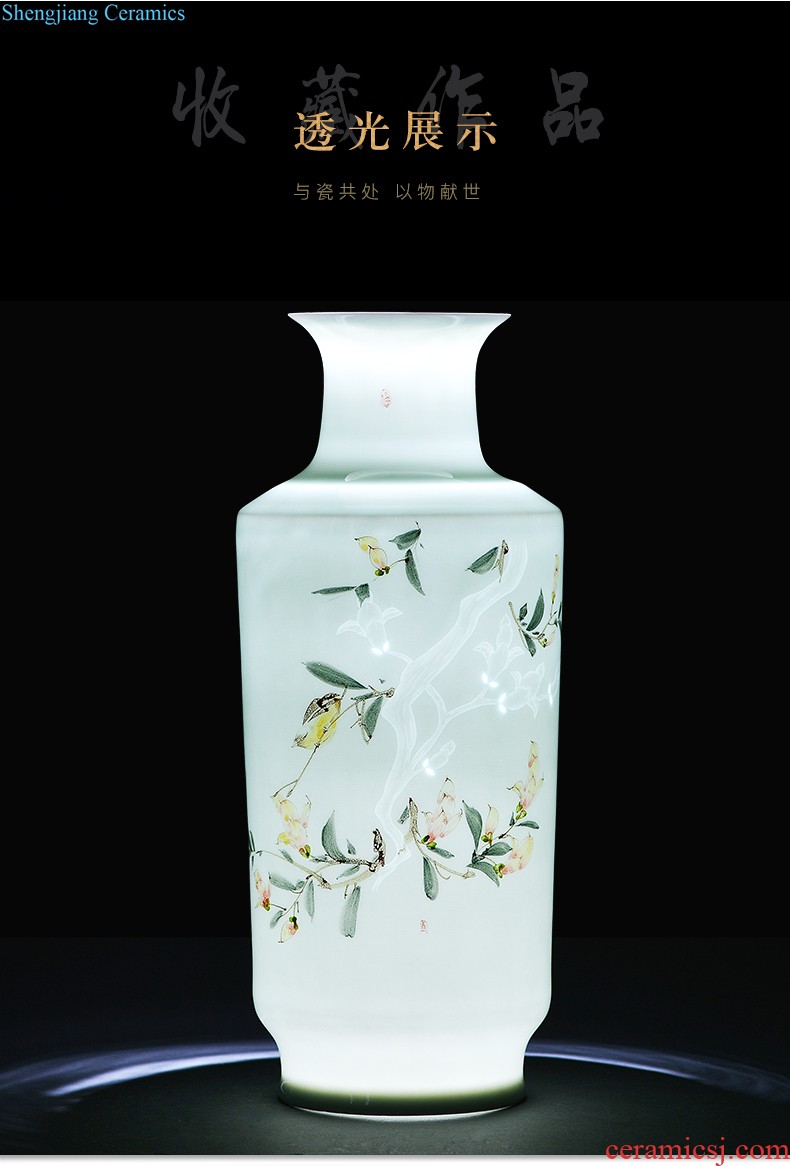 Jingdezhen ceramics half knife mud under the glaze color hand-painted green glaze vase bamboo reports of contemporary and contracted household adornment