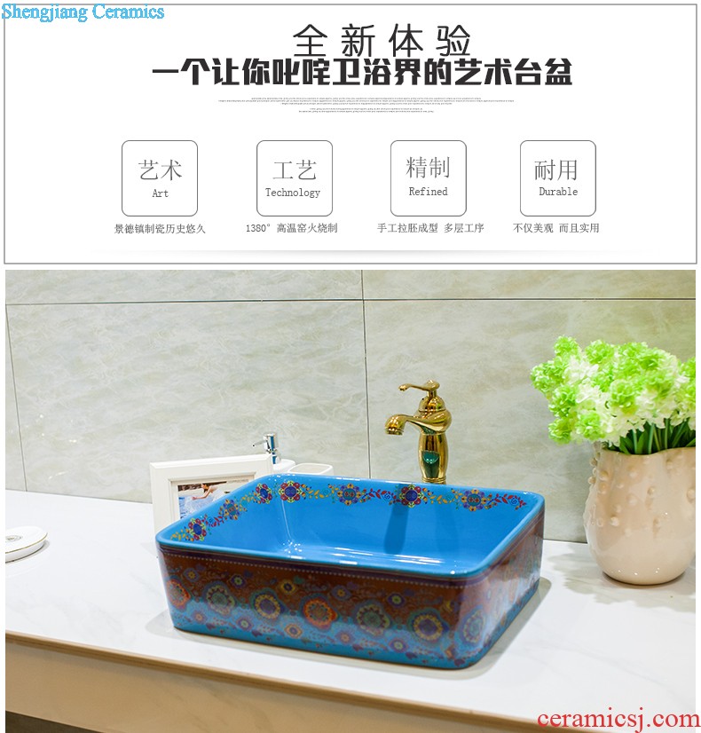 Koh larn, qi stage basin to square the basin that wash a face the sink ceramic sanitary ware art basin yellow butterfly flower