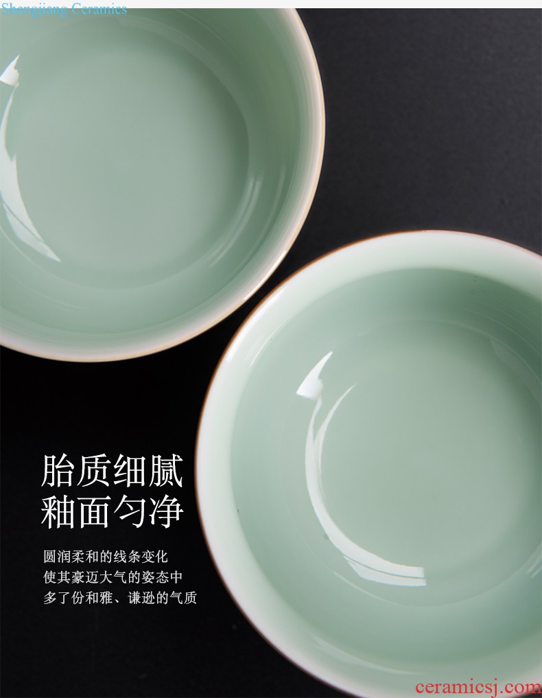 Jingdezhen kung fu tea cups kiln hand-painted teacup sample tea cup single glass ceramic tea set firewood building masters cup