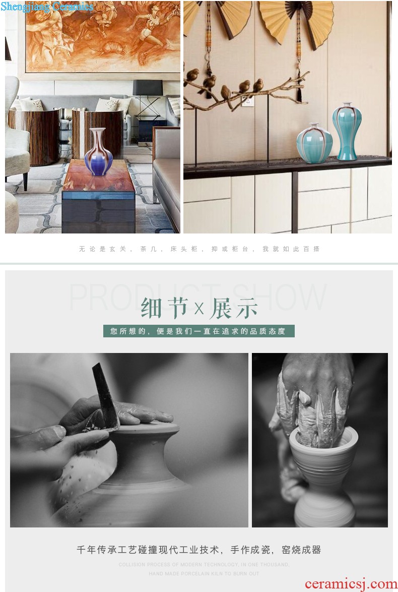 Jingdezhen ceramics vase furnishing articles powder blue glaze sweet grain ears and design the sitting room of Chinese style household ornaments