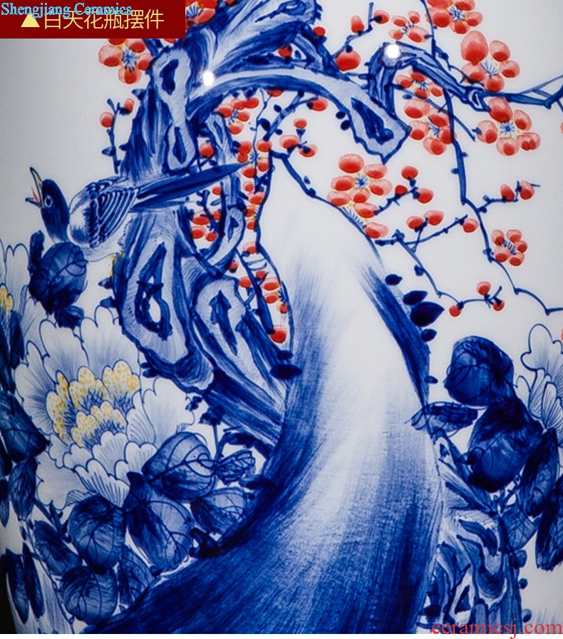 Jingdezhen ceramic powder enamel famous hand-painted vases, harmony is the sitting room of Chinese style household rich ancient frame decorative furnishing articles