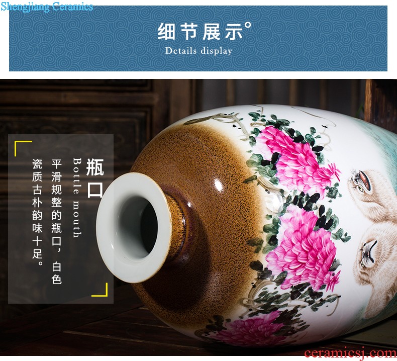 Jingdezhen ceramic floor big vase archaize hand-carved yueyang sitting room adornment is placed opening gifts