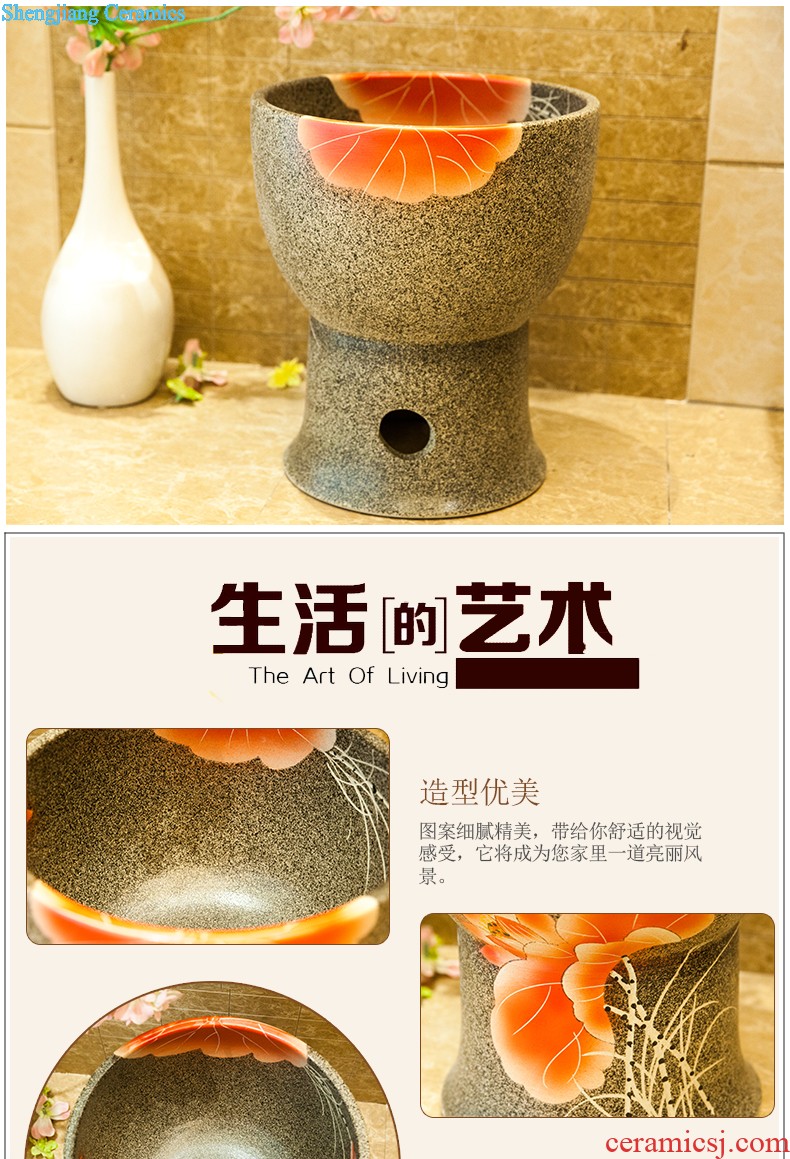 Koh larn, qi ceramic art basin mop mop pool ChiFangYuan one-piece mop pool diameter 40 cm lotus