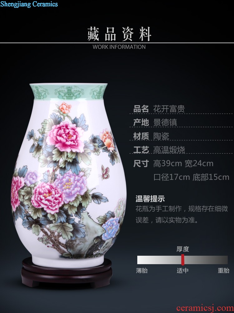 Jingdezhen ceramics Famous general hand-painted color glaze powder enamel pot vase handicraft furnishing articles in the living room