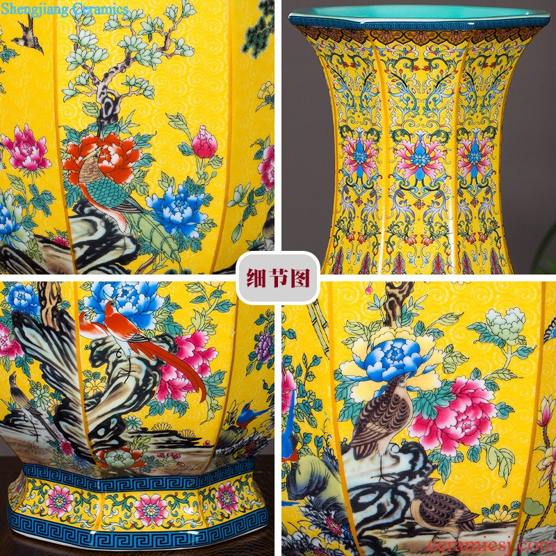 Jingdezhen ceramic hand-painted vases, flower arranging beaming new living room TV cabinet decoration of Chinese style household furnishing articles