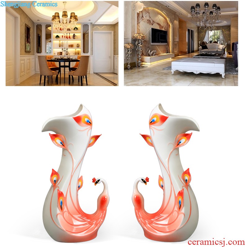 Jingdezhen ceramics hand-painted landing big vase Chinese Alma mater sitting room adornment is placed hotel opening gifts