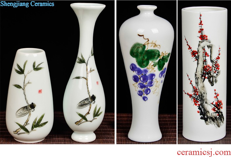 New Chinese style style is contracted household ceramic vases, furnishing articles Blue and white porcelain abstract three-piece sitting room adornment flower arrangement