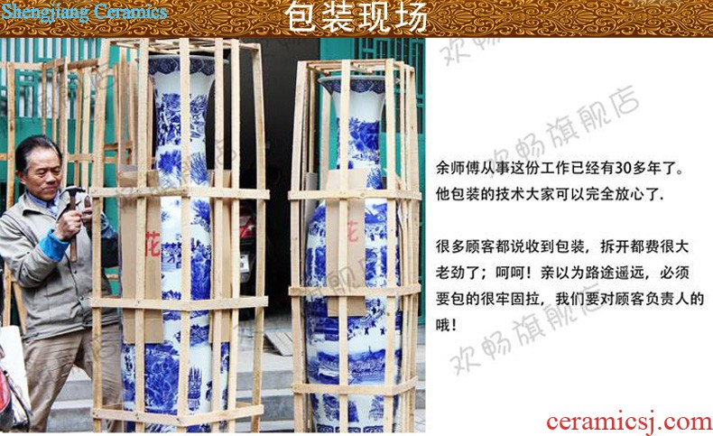 Jingdezhen ceramics manual hand-painted peony of large blue and white porcelain vase new Chinese style sitting room adornment is placed