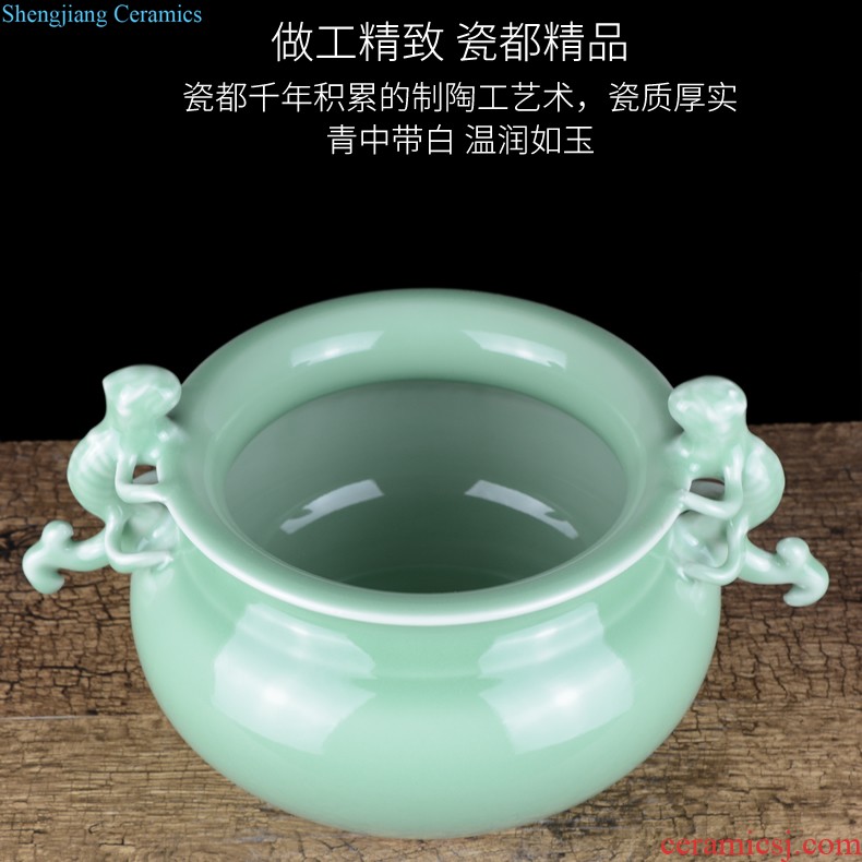 Jingdezhen ceramic incense burner furnishing articles manually large celadon archaize joss stick inserted a bedroom for the Buddha temple Buddha package mail