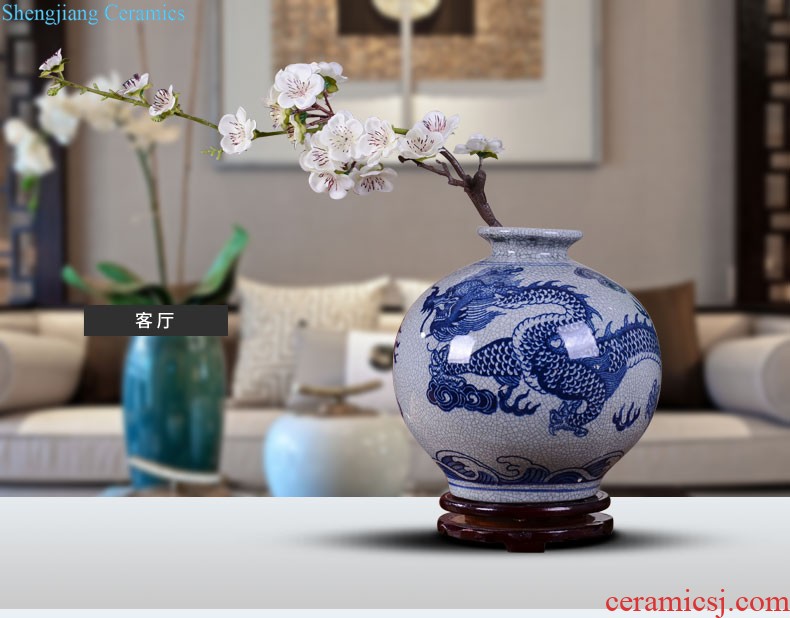 Jingdezhen ceramics hand blue and white porcelain vase large sitting room of new Chinese style household adornment TV ark furnishing articles