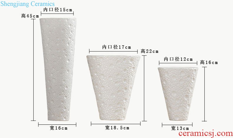 Jingdezhen ceramic vases, furnishing articles decorations flower arrangement is embossed white contracted and contemporary adornment square tank furnishing articles