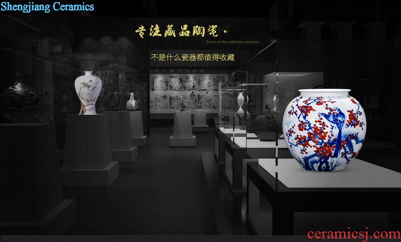 E150 jingdezhen ceramics all hand painted lotus lotus rhyme quiver of large vases, home furnishing articles adornment