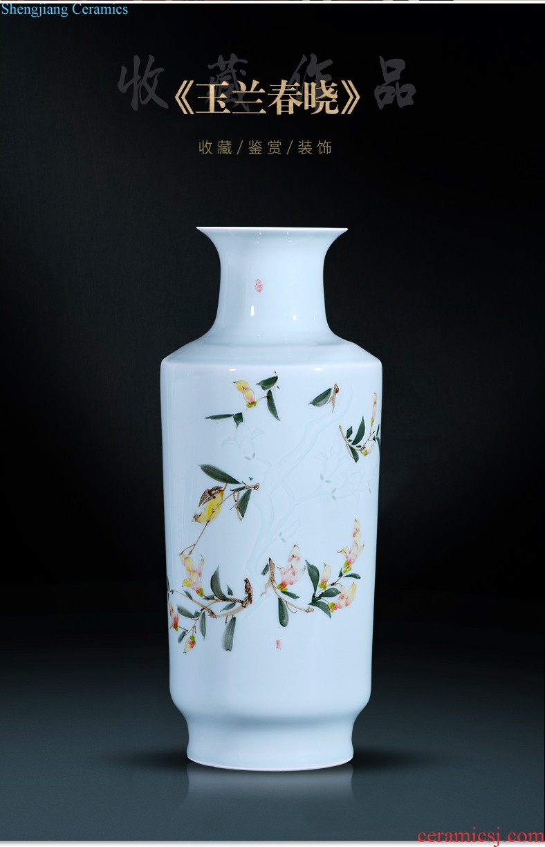 Jingdezhen ceramics half knife mud under the glaze color hand-painted green glaze vase bamboo reports of contemporary and contracted household adornment