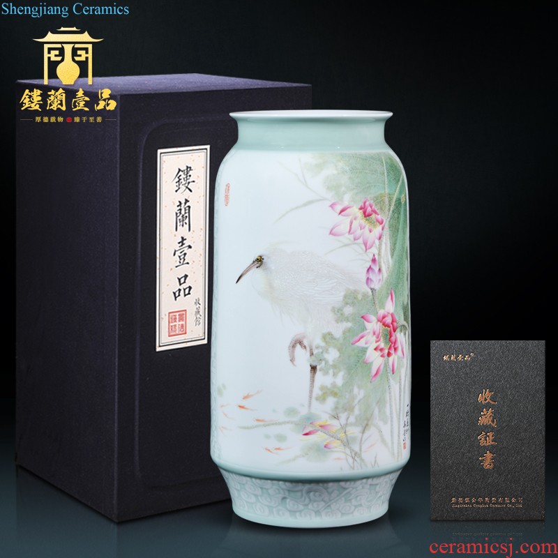 Jingdezhen ceramics hand-painted pastel of large vases, collection of TV ark sitting room adornment of Chinese style household furnishing articles