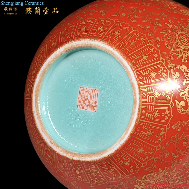 Jingdezhen imperial kiln chinaware imitation qing qianlong pastel alum red colour collection of celestial vase sitting room adornment furnishing articles