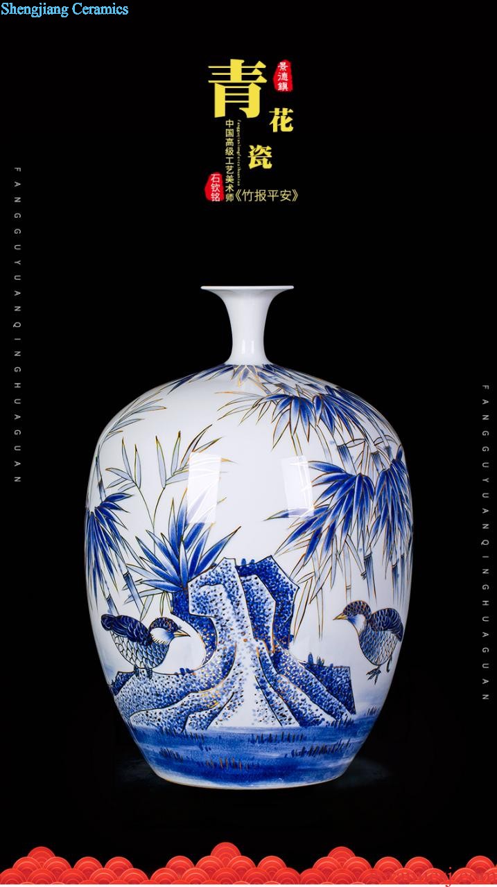 Jingdezhen ceramics hand-painted color ink landscape painting of large vase sitting room place hotel css0 ornament