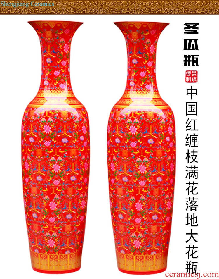 Jingdezhen ceramic hand-painted sitting room adornment is placed high quiver of large red vase word calligraphy and painting scroll cylinder