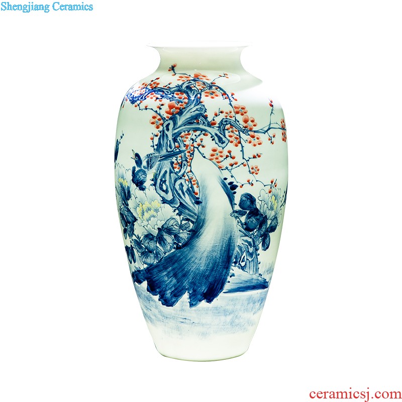 Jingdezhen ceramic powder enamel famous hand-painted vases, harmony is the sitting room of Chinese style household rich ancient frame decorative furnishing articles