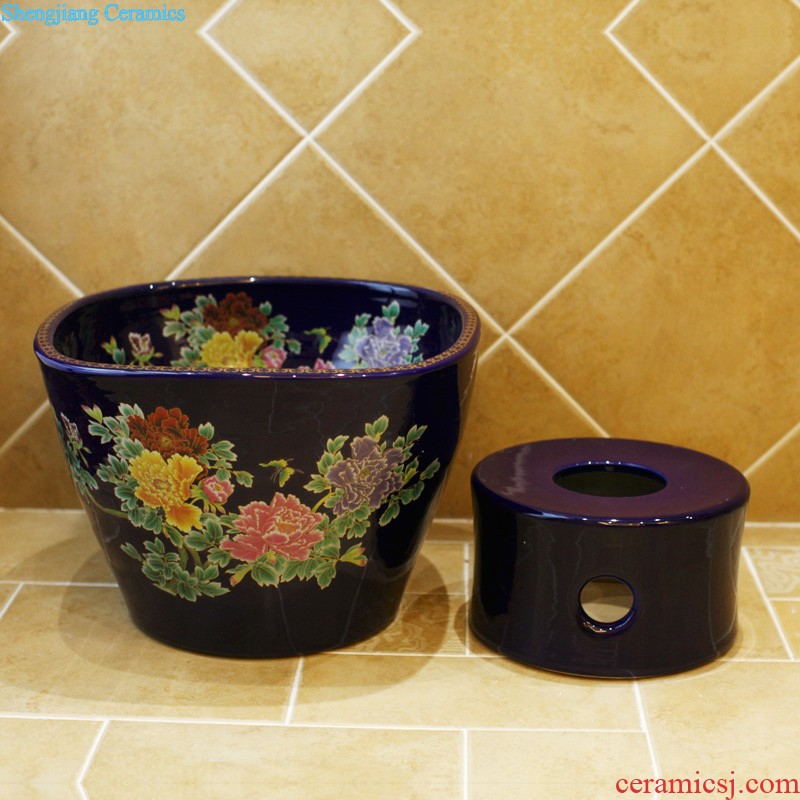 Koh larn, qi ceramic sanitary ware of toilet stage basin sink toilet lavatory basin hand-painted plum blossom