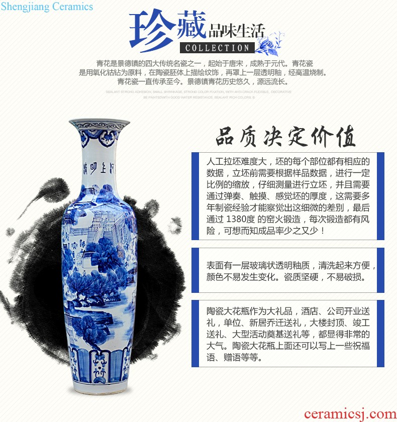 Master of jingdezhen ceramics vase hand-painted shadow blue paint pomegranate bottles of Chinese style living room decoration office furnishing articles