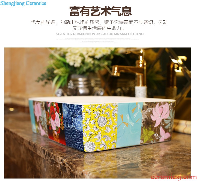 Post, neat square on the art of jingdezhen ceramic bowl lavatory sink basin peony square yellow gold