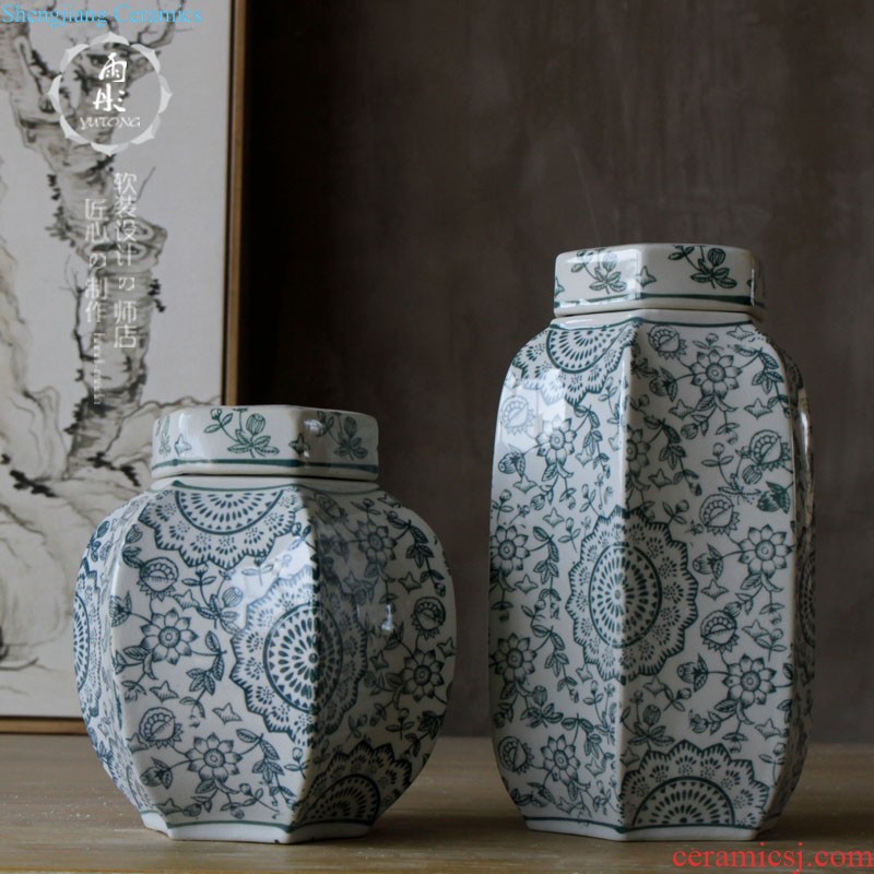 Rain tong home | jingdezhen ceramics european-style six edge ceramic pot home sitting room porch home furnishing articles