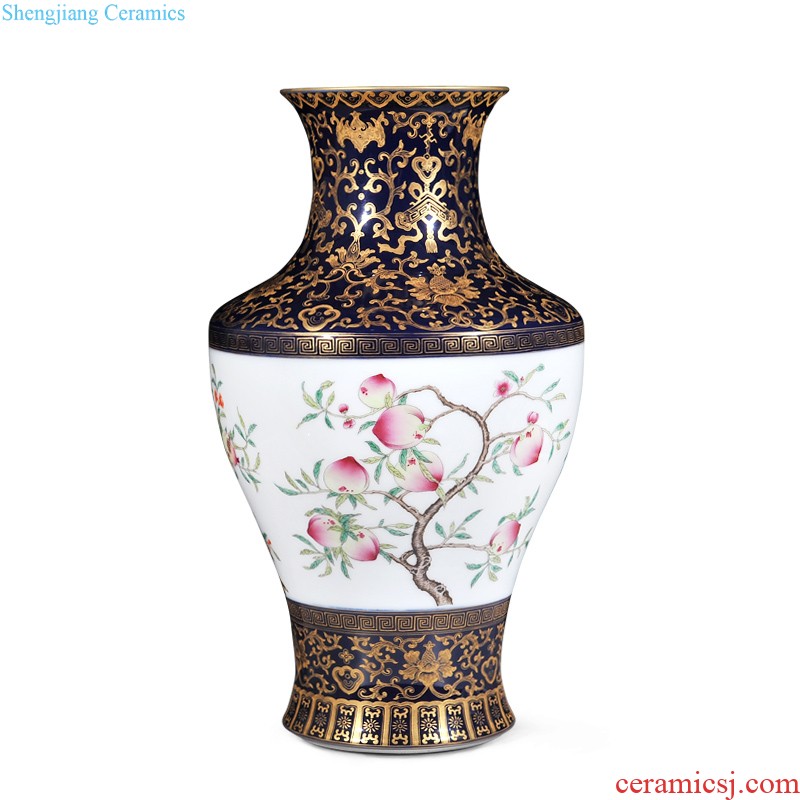 Jingdezhen imperial kiln chinaware archaize yongzheng pastel peony celestial big vase sitting room home furnishing articles