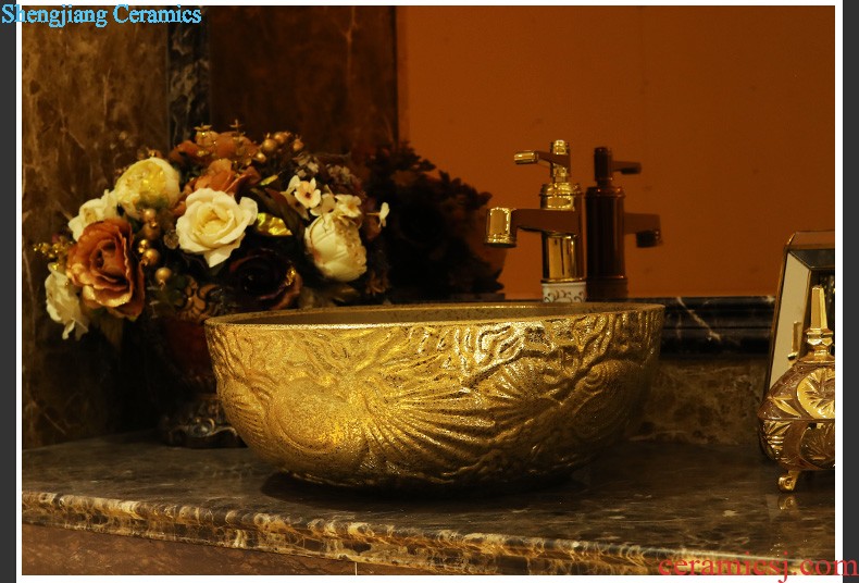 Gold cellnique ceramic face basin bathroom sink basin bathroom sinks rectangle sink on green qing