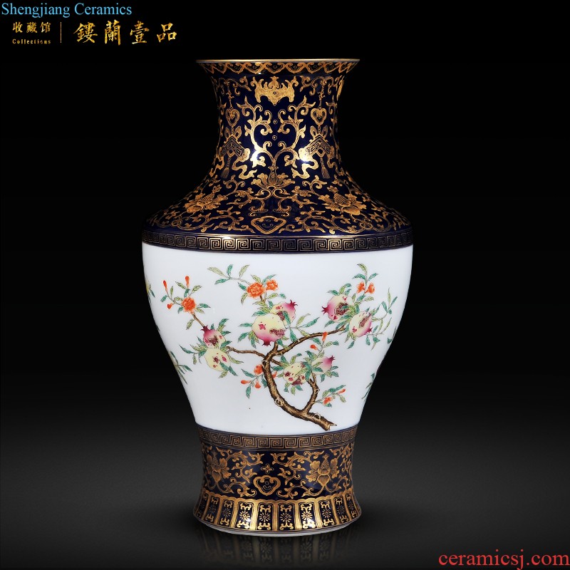 Jingdezhen imperial kiln chinaware archaize yongzheng pastel peony celestial big vase sitting room home furnishing articles