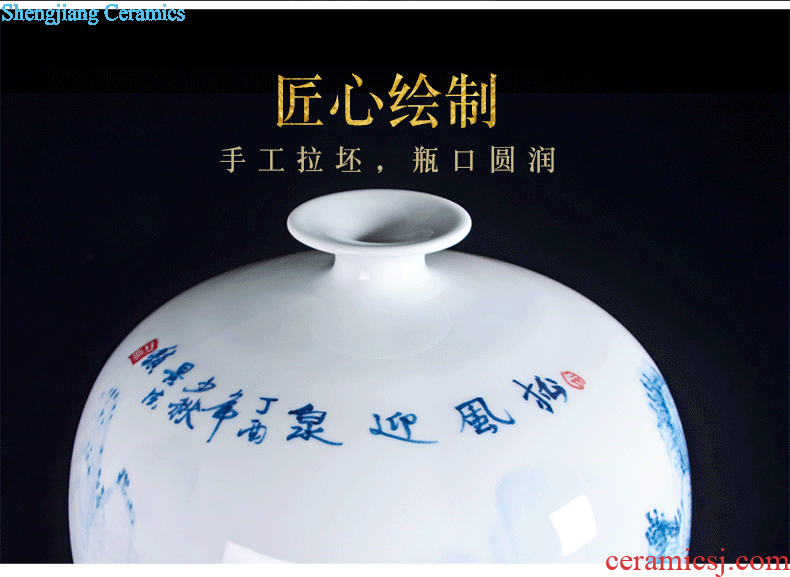 Famous master of jingdezhen ceramics hand-painted pastel landscape of large vases, Chinese style sitting room adornment is placed