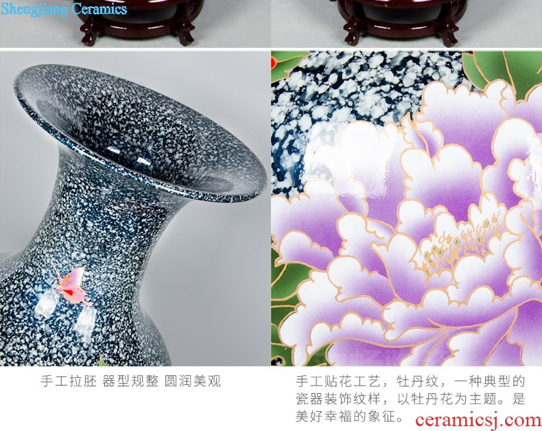 E157 jingdezhen ceramics Birds pay homage to the king the full flower of large vase TV ark sitting room adornment is placed