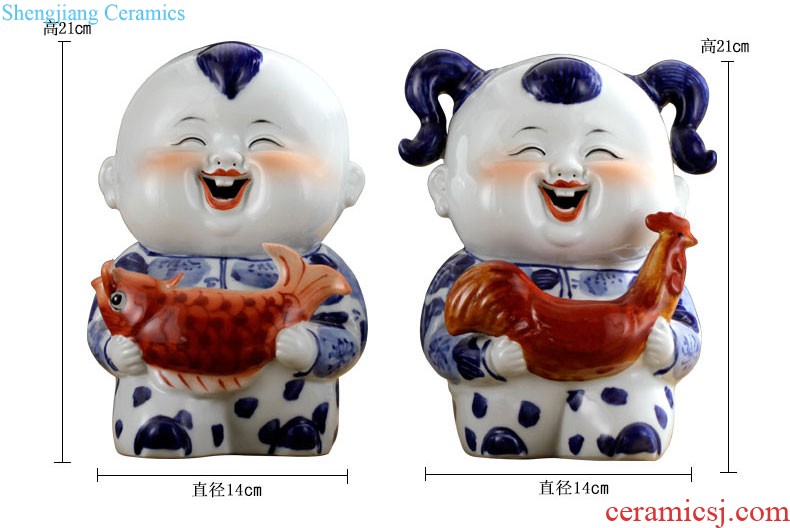 Rain tong home | jingdezhen ceramics Hand painted blue and white porcelain/painted the sitting room is lovely monkeys porcelain decorative furnishing articles