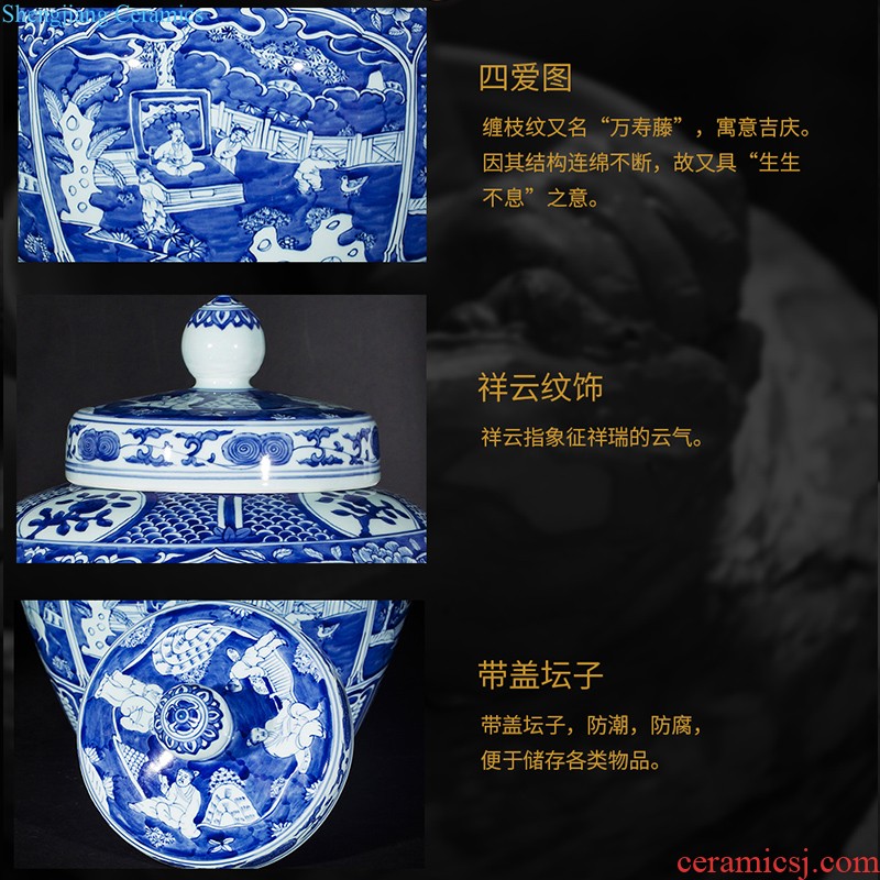 Jingdezhen ceramic floor big vase furnishing articles dried flower arranging flowers contemporary and contracted large sitting room porch decorate European style