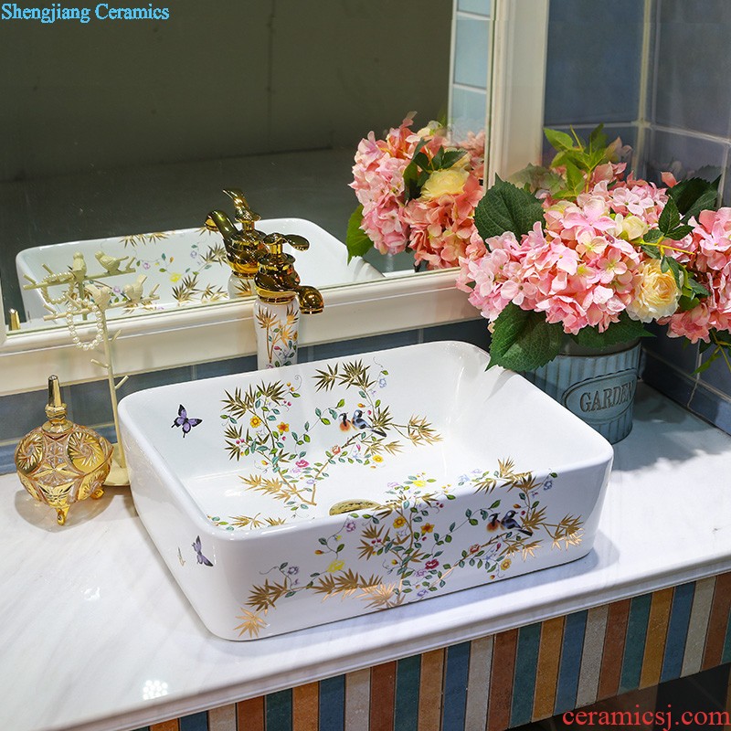 Koh larn, qi stage basin sink ceramic sanitary ware art basin bathroom sinks of the basin that wash a face Circular flower