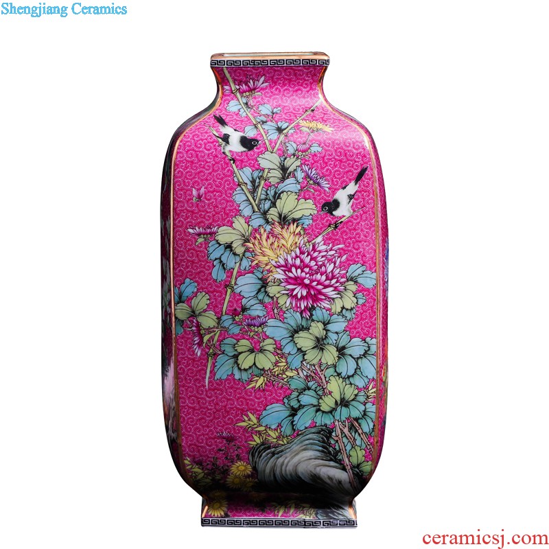 Jingdezhen ceramic vase manual shadow blue glaze color bucket load rhyme ears vases, flower decoration crafts are sitting room