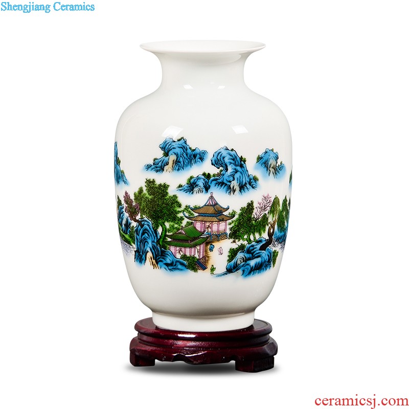 Famous jingdezhen ceramics powder enamel vase flower arranging place Chinese style household living room TV cabinet decoration process